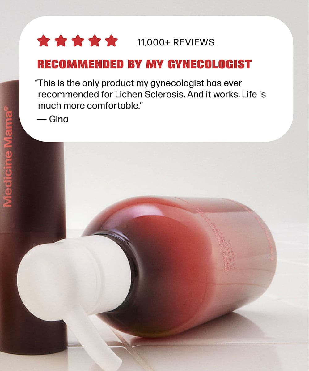 A bottle of VMAGIC® Lichen Sclerosus Care - PREORDER Ships 1/26/24 with a star rating next to it.
