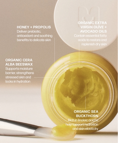 The organic contents of a jar of VMAGIC® Vulva Balm face cream by Medicine Mama.