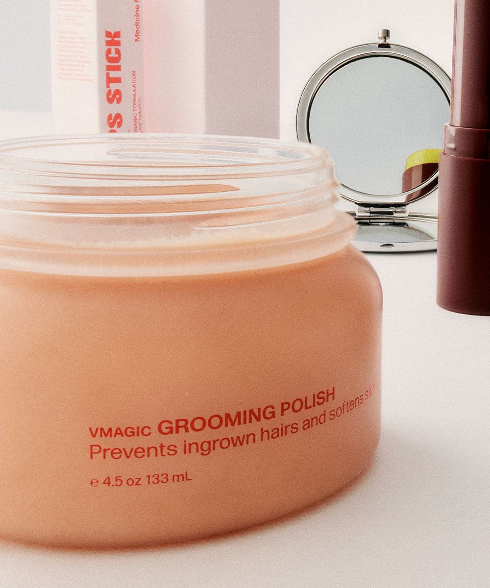 The feminine skincare product, VMAGIC® Grooming Polish by Medicine Mama, is a magic grooming polish that effectively prevents ingrown hairs.